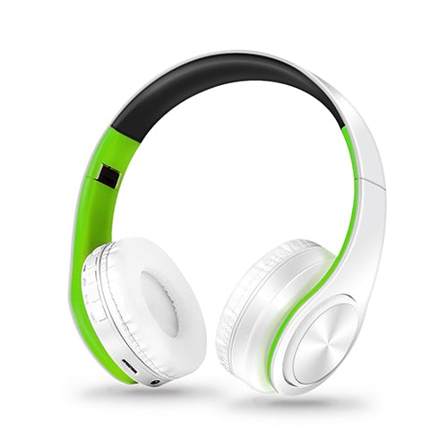 White Foldable Bluetooth Headphones with Microphone