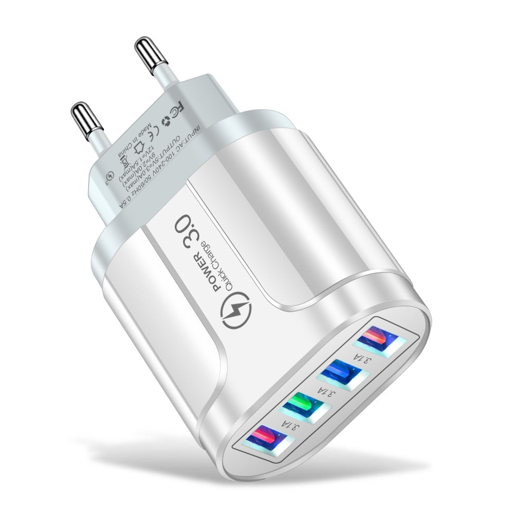 3.1A 4 Ports USB Quick & Fast Travel Chargers