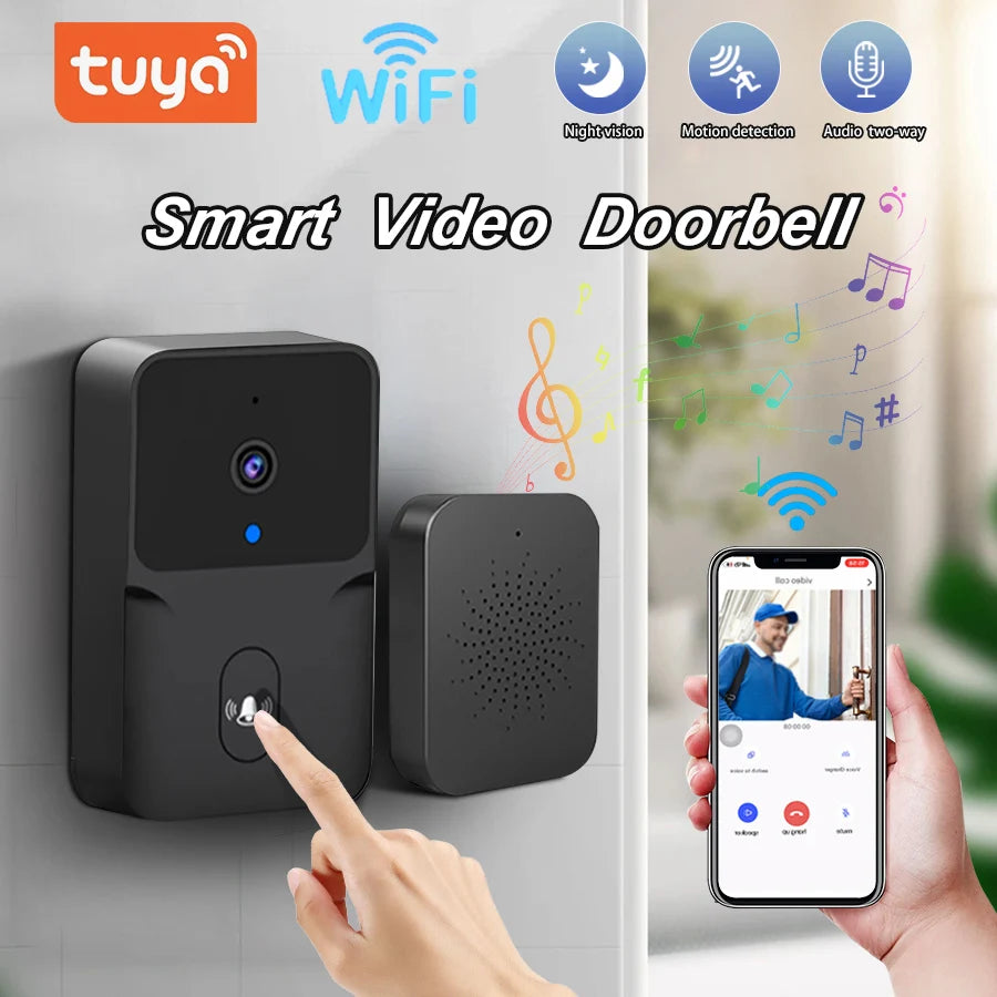 Tuya Smart Wifi Video Doorbell Wireless HD Camera PIR Motion Detection IR Alarm Security Smart Home Door Bell Intercom